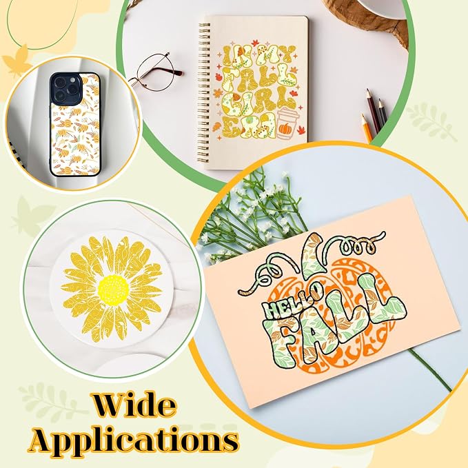 Yellow Leaves Boho Permanent Adhesive Vinyl 12 Sheets 12'' x 10'' | Green - Image 6