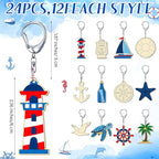 RattanView 24 Pcs Nautical Craft Color Your Own Keychains DIY Craft Wooden - Image 2