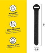 Self-Gripping Cable Ties by Wrap-It Storage, 5 Inch Straps – Reusable Hook and - Image 4