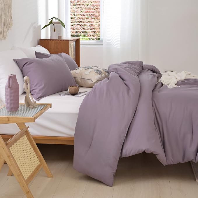 ROSGONIA California King Comforter Set Dusty Purple - Image 6