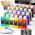 Nicpro 24 Colors Fabric Paint, Permanent Soft Fabric Paint Set by Nicpro
