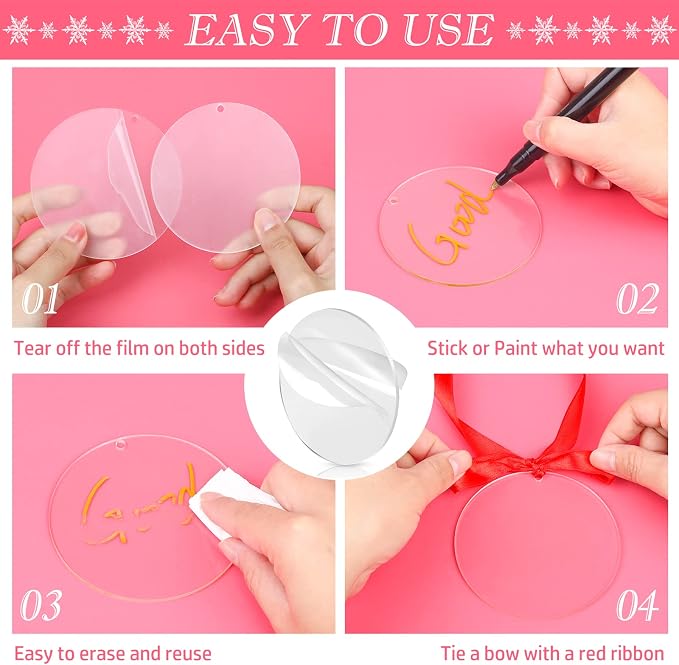 3.5 Inch Acrylic Ornaments Blanks, Christmas Decor, Keychain Engraving - Image 4