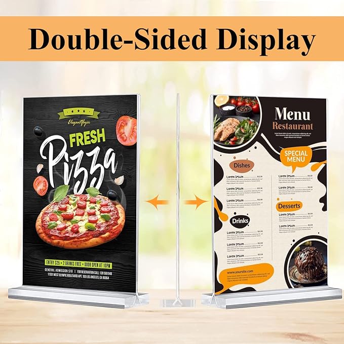 Arrobust 30 Pack Acrylic Sign Holder 8.5 x 11, Double Sided T Shape Flyer Holder - Image 3