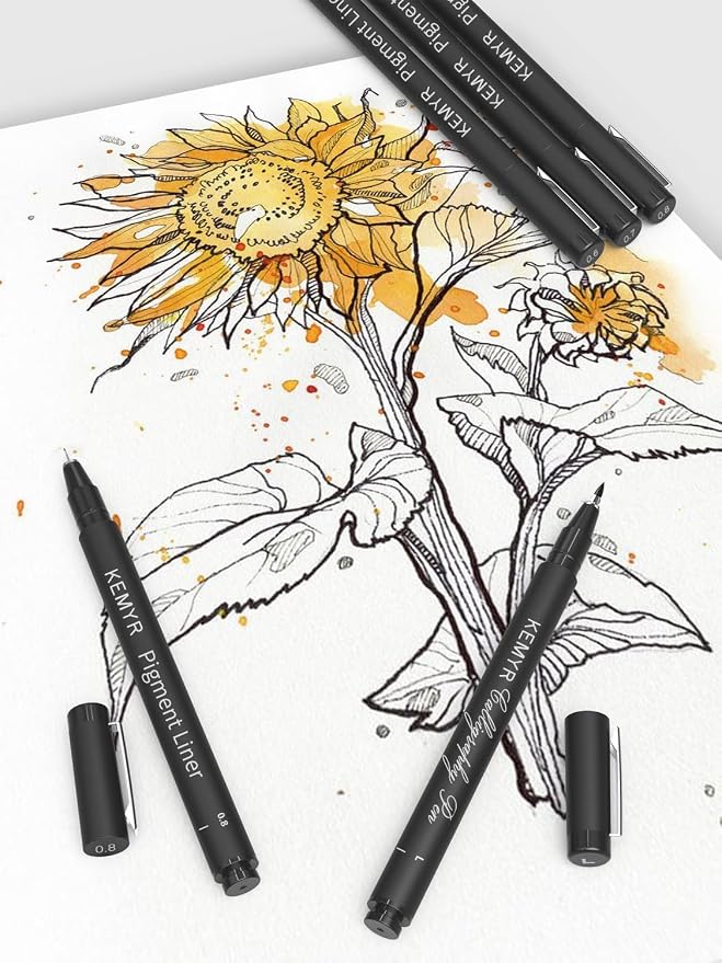 KEMYR 4 Micro Fine liner Drawing Art Pens Calligraphy Pens: 0.4mm Size Black - Image 4