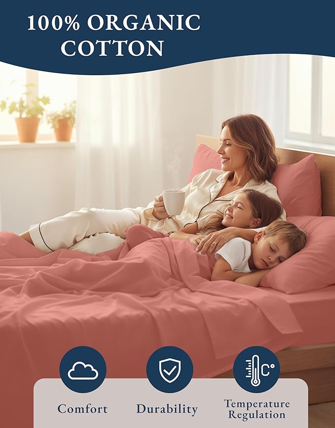 LANE LINEN 100% Organic Cotton Twin XL Sheets Set, 3-Piece Pure Organic Cotton - Image 6