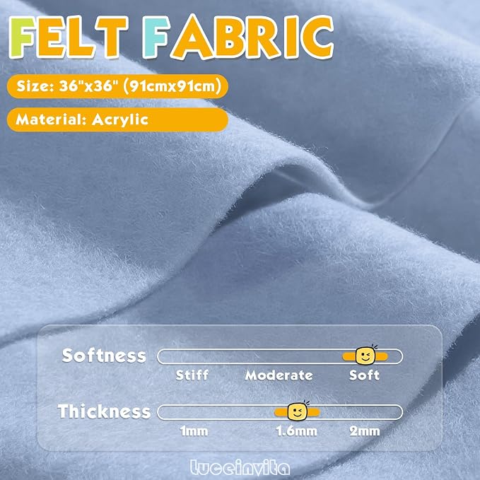 Muted Blue 36" X 36" Felt Fabric Sheet - Image 2