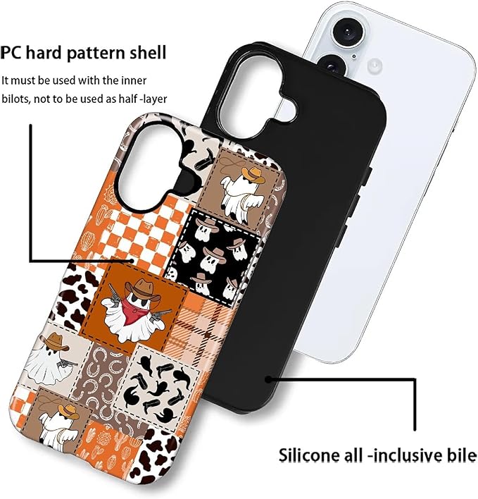 Case for iPhone 16, Scratch Resistant Hybrid Double Layer Hard Shell，Halloween - Image 2