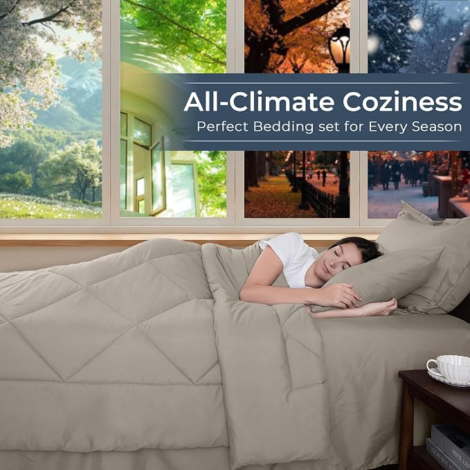 HEVUMYI Linen King Comforter Set - Image 3
