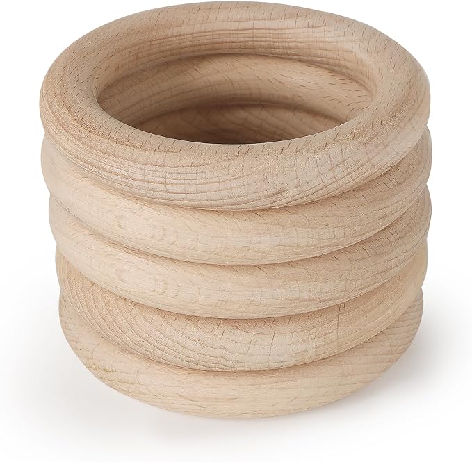 FoDau770 10pcs Natural Beech Wooden Rings, Unfinished Solid Wood Rings Heavy by FoDau770