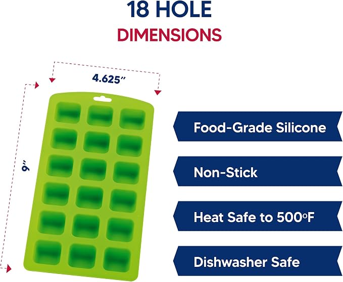 HIC Kitchen Silicone 18-Hole Ice Tray, Makes 18 Square Cubes - Image 6