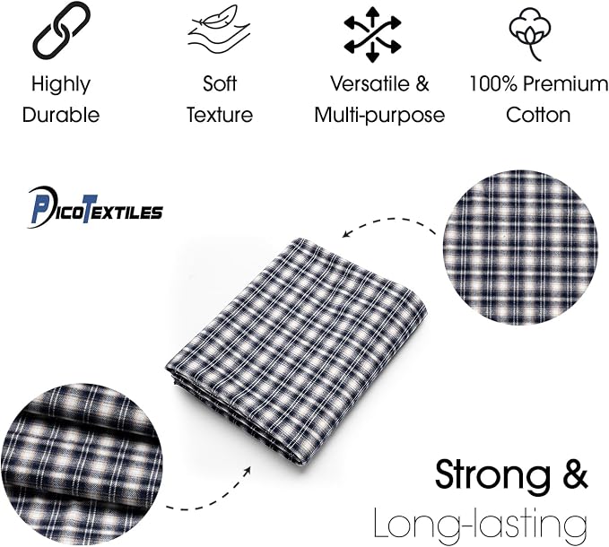 Pico Textiles 2 Yards Bolt Blue and White Tartan Plaid Flannel Fabric - Image 5