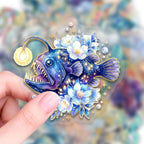 50Pcs Transparent Aesthetic Marine Life Flowers Stickers - Image 4