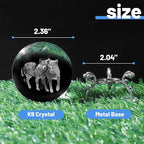 3D Wolf Crystal Ball with Stand Lase Engraved Glass Sphere Paperweight Wolf - Image 2
