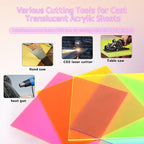 Adrattnay 4Pcs Acrylic Sheets Fluorescent Neon Colored Acrylic 12 x 12in | 1/8" - Image 4