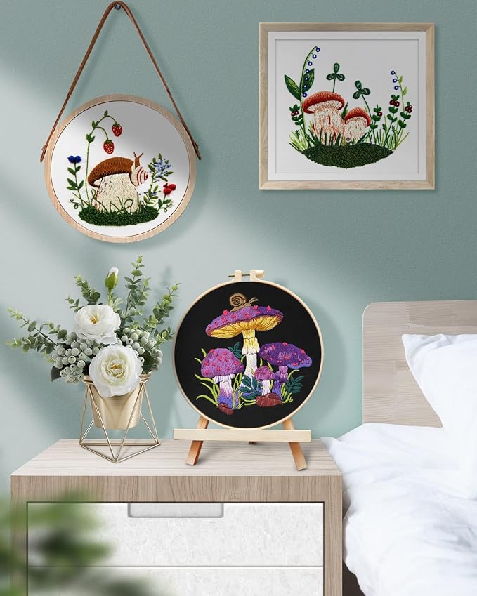 Embroidery Kit for Adult, 5 Sets Mushroom Embroidery Kit for Beginners | - Image 6