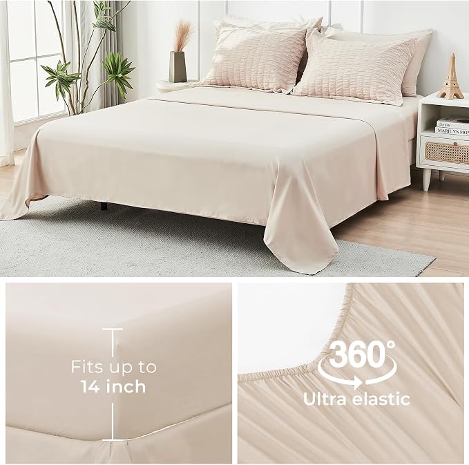 HYMOKEGE Beige King Size Comforter Set Seersucker 7 Pieces, All Season Luxury - Image 7