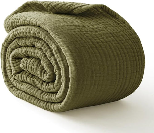 100% Cotton Muslin Blanket King 108" x 90", Breathable and Lightweight Cotton by Kozyhvn