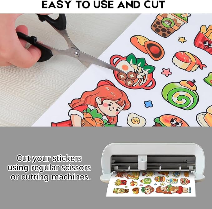 Aevdor 8.5x11 Printable Vinyl Sticker Paper, 60 Matte White Sheets | Matte - Image 5