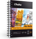 Ohuhu Mix Media Pad, 5.5" x 8.5" Mixed Media Art Sketchbook, 120 LB/200 GSM by Ohuhu
