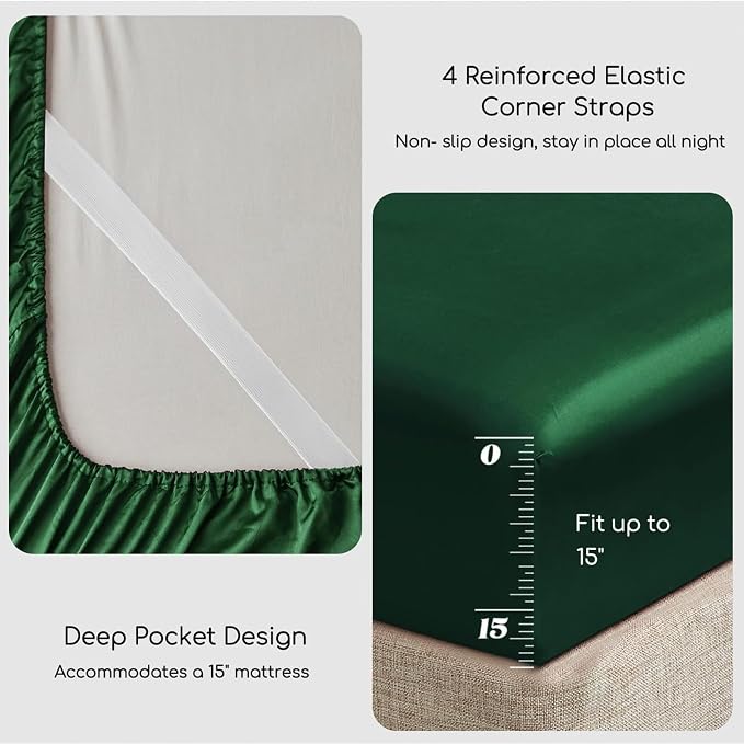 MR&HM Satin Bed Sheets, Queen Size Sheets Set - Image 5