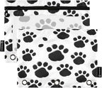 Black Paws Print Pencil Pouch for 3 Ring Binder, 2 Pack Waterproof Pencil Bags by BOENLE-WELCOMEYOURCOMING