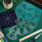 NBEADS 10 Pcs 10 Styles Flower Acrylic Sewing Template - Image 4