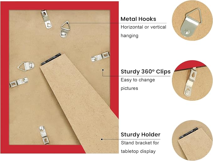 6x8 Picture Frame with Wavy Mat, Wooden Real Glass 6 x 8 Photo Frame - Image 3