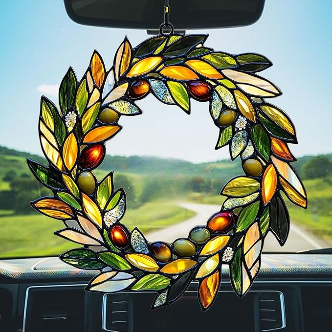 Mistletoe Wreath Acrylic Suncatcher Stained Glass Effect Window Car Hanging - Image 5