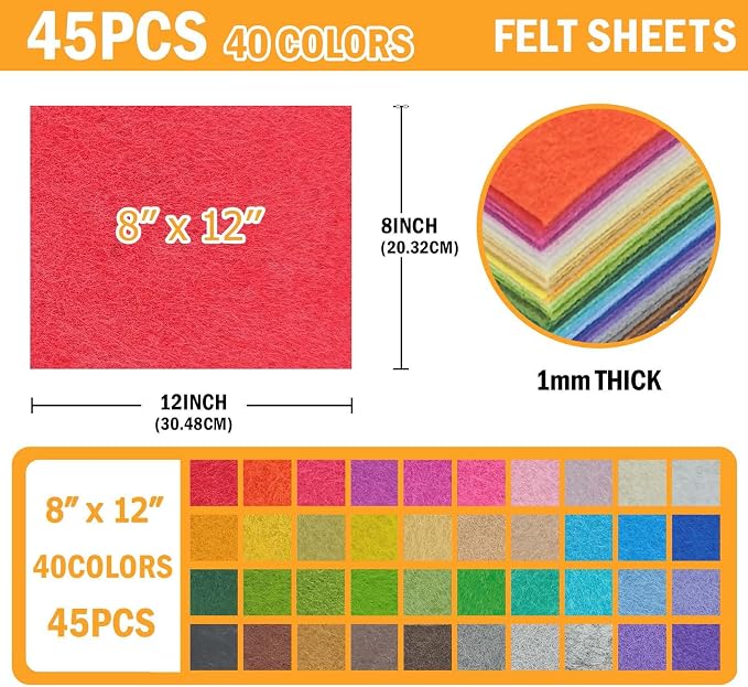 45PCS Felt Fabric Sheets Craft - Image 2