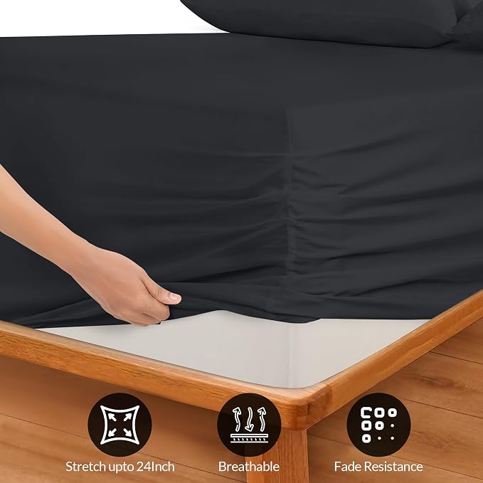 Royale Linens Extra Deep Pocket Twin Fitted Sheet Only - Image 3
