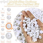 qiipii 110PCS 12mm Pure White Round Half Round Pearls - Image 3