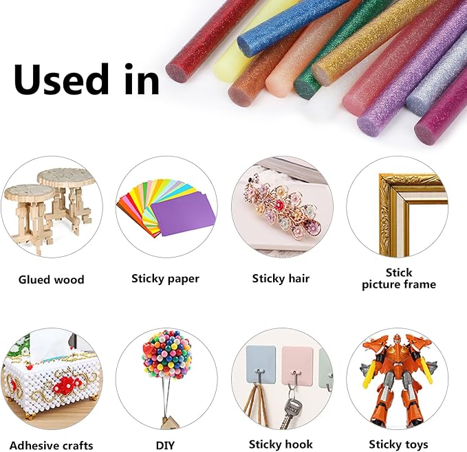 Colored Hot Glue Sticks Mini, 3.93 x 0.27 in Glitter Glue Stick, EVA Adhesive - Image 4