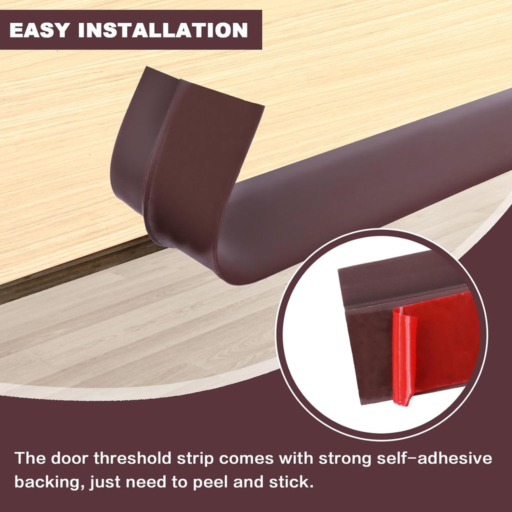 Vinyl Door Threshold Flooring Transition Strip Self Adhesive Carpet Edging Strip for Laminate Doorway Edge Threshold from 2/5" to 3/5" (Coffee, 3.3 Ft)