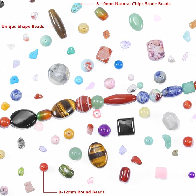 Mixed Natural Stone Beads for Jewelry Making, Colorful Real Stone Beading - Image 7