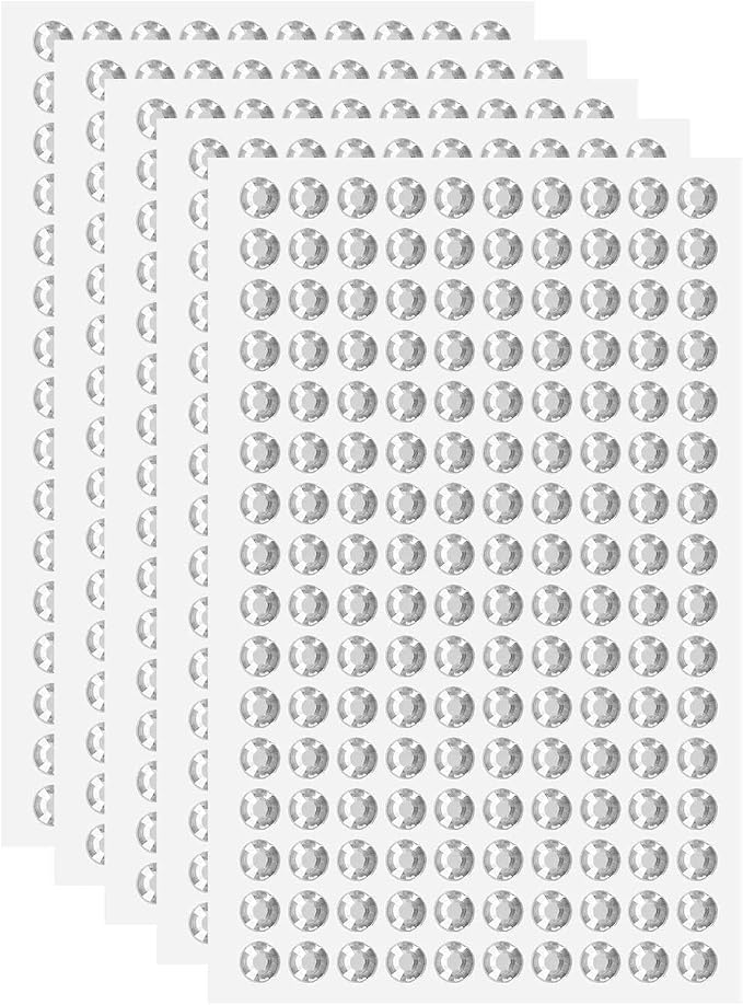 HARFINGTON 5 Sheet/800pcs Rhinestone Adhesive Stickers Self Adhesive Acrylic by HARFINGTON
