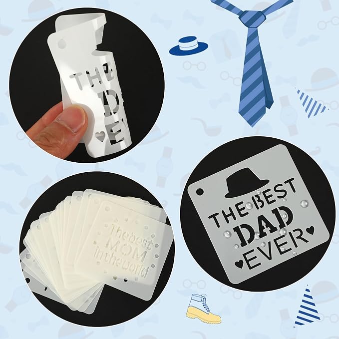 Augshy 56 PCS Happy Mothers Day Fathers Day Stencils, 3 Inch - Image 3