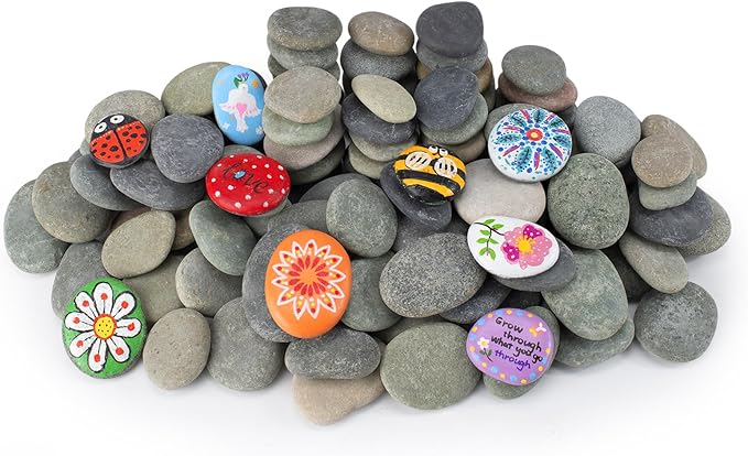 Simetufy 150 Pcs River Rocks for Painting, Flat & Smooth Stones Bulk to Paint by Simetufy