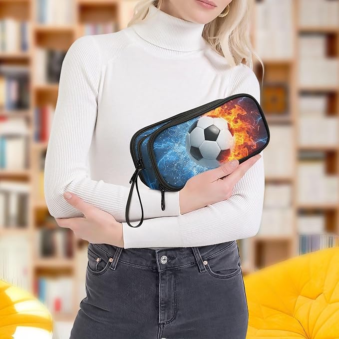 Soccer Football Ball Pencil Case Box Boys Girls Large Pencil Pouch - Image 8