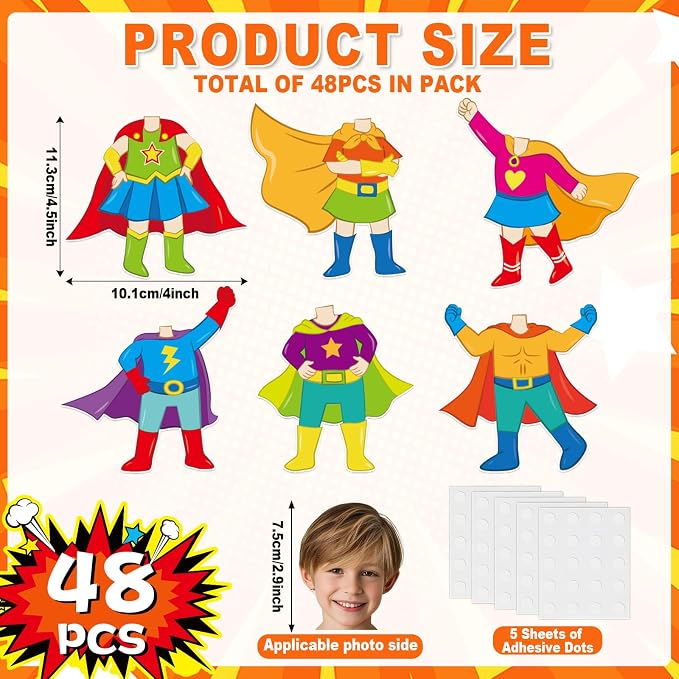 48Pcs Super Themed Cutouts Bulletin Board Decorations Hero Theme Paper Cut Outs - Image 2