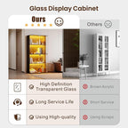 Lvifur Display Cabinet with Glass Doors, 4-Tier Bookcase with 3 Color Lights - Image 4