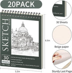 OSIMIG 20 Pack Sketch Books 5.5" x 8.5", Top Spiral Bound Sketch Pad, Mini - Image 2