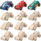 Sumind 12 Pieces Wood DIY Car Toys Unfinished Wooden Cars Paintable Race Cars by Sumind
