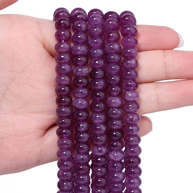 Songxi 5x8mm Natural Purple Colored Jade Stone Rondelle Beads, Gemstone by SongXi