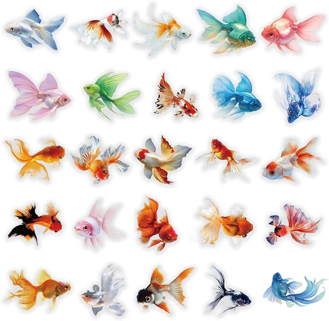 50 Pcs Clear PET Goldfish Aesthetic Stickers - Image 3