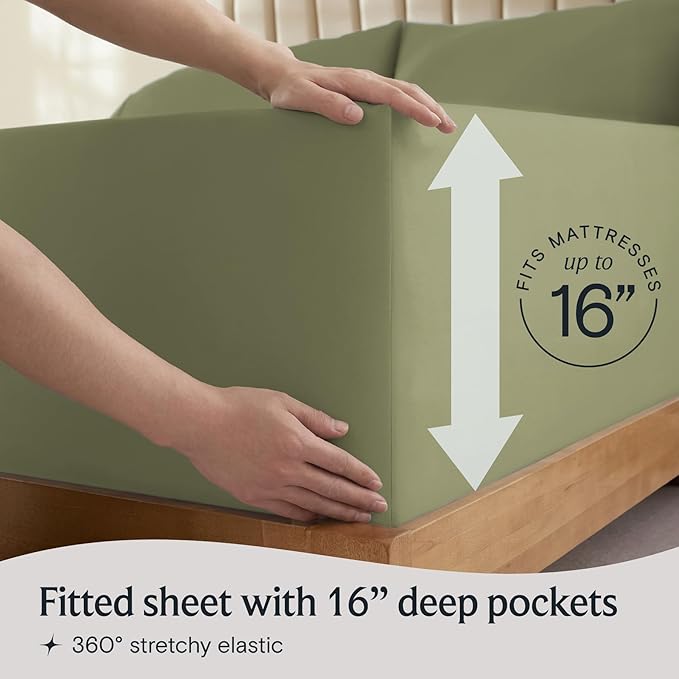 LuxClub 4 PC Queen Sheet Set, Deep Pockets Wrinkle Free Cooling Bed Sheets - Image 6