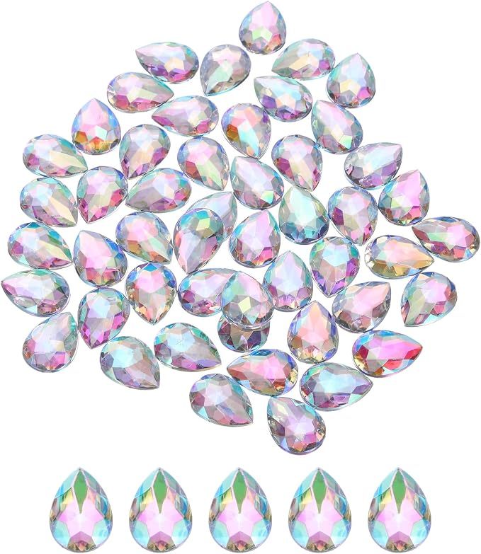 MECCANIXITY 50PCS Flat Back Acrylic Teardrop Gems 13x18mm Artificial Rhinestones by MECCANIXITY