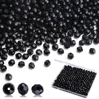 BONNY BOXX 2000pcs 4mm Acrylic Faceted Round Crystal Beads Solid Black Loose by BONNY+BOXX