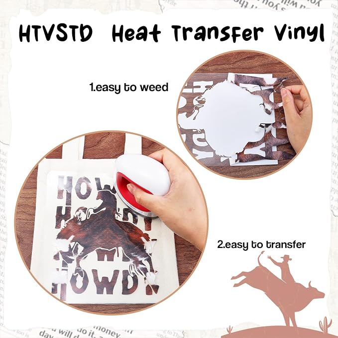 HTVSTD Cowhide Heat Transfer Vinyl 16 Sheets 12×10in Iron on Vinyl | Brown - Image 3