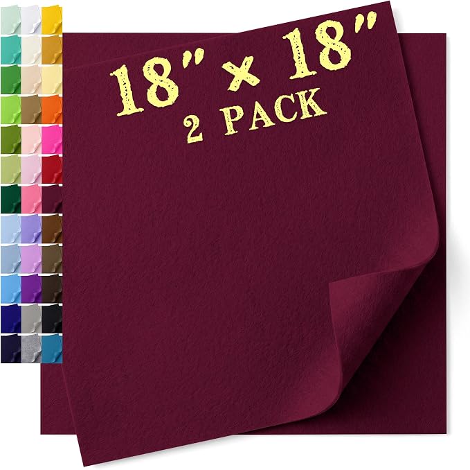 Felt Fabric Sheet 18 x 18 Inch, 1.6mm Thick | Soft and Flexible Nonwoven by MIGLORIA