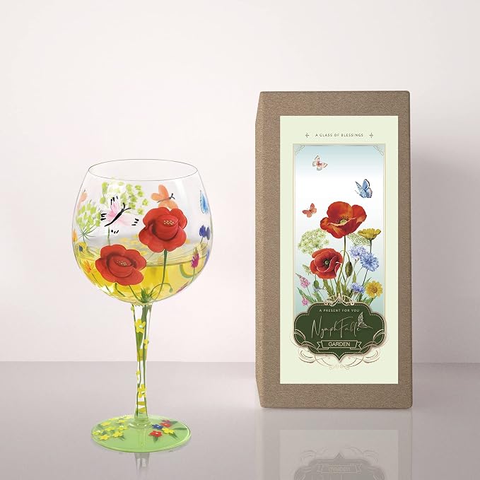 NymphFable Flower Wine Glass 100% Hand Painted Gin Balloon Wine Glass 20oz - Image 7